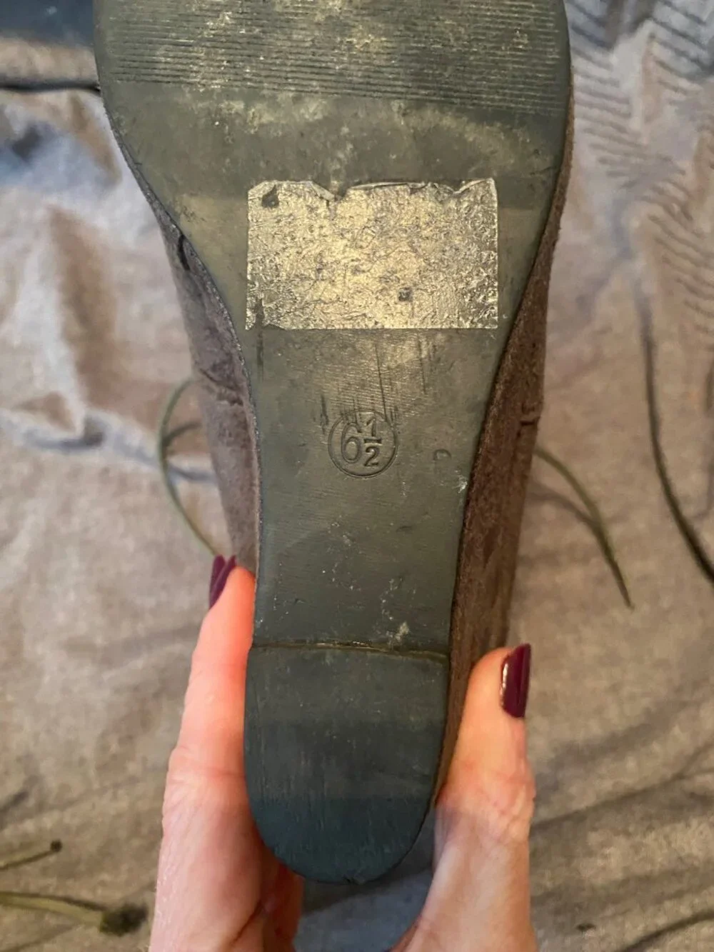 Journey Collection Gray Faux Suede Wedge Ankle Booties